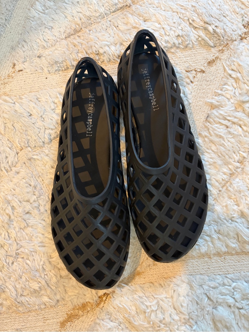 Jeffrey Campbell Black Lattice Slip-On Sandals